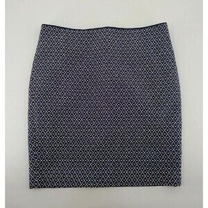 Cynthia Rowley Skirt Women 2 Dark Navy & White Tweed Modest Lined Career Office